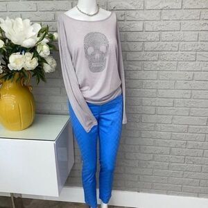 MNG Jeans Sliver Skull Long Sleeve Top Size M